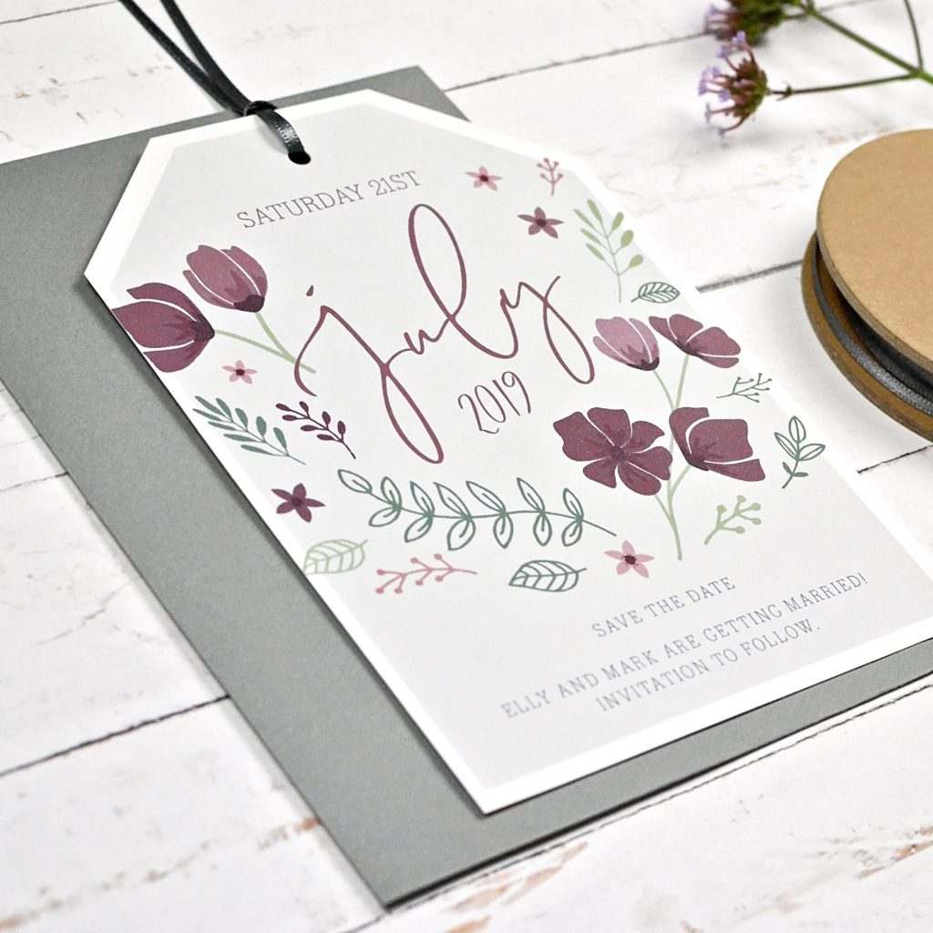 floral wedding save the date card