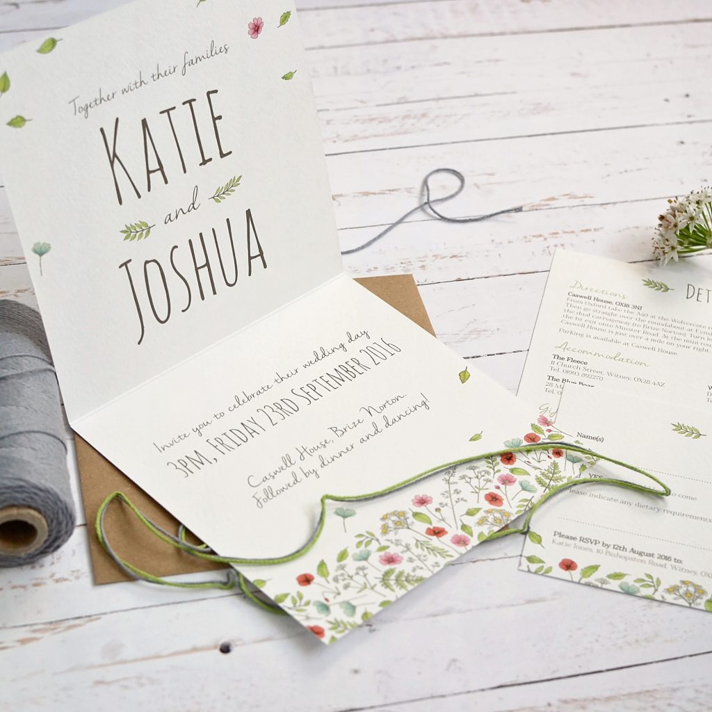 floral folded spring wedding invitation
