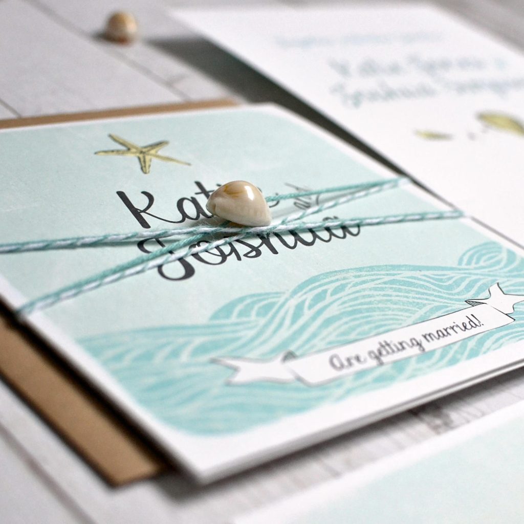 Folded beach wedding invitation