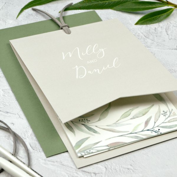 Modern eucalyptus wedding invitation
