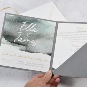 Watercolour Pocketfold Wedding Invitation