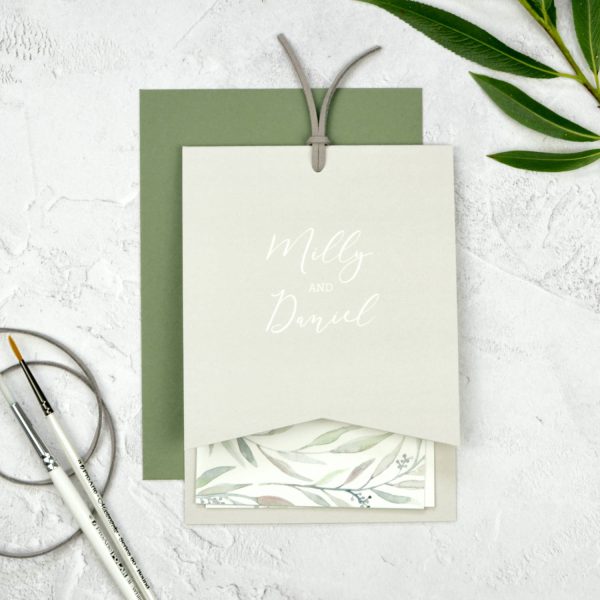 Sample - Modern Eucalyptus Wedding Invitation - Image 2