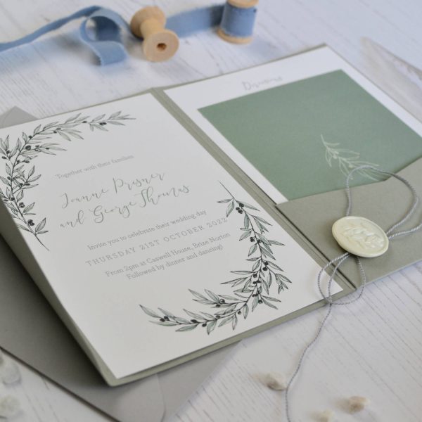 Sample - Pocketfold Olive Grove Wedding Invitation