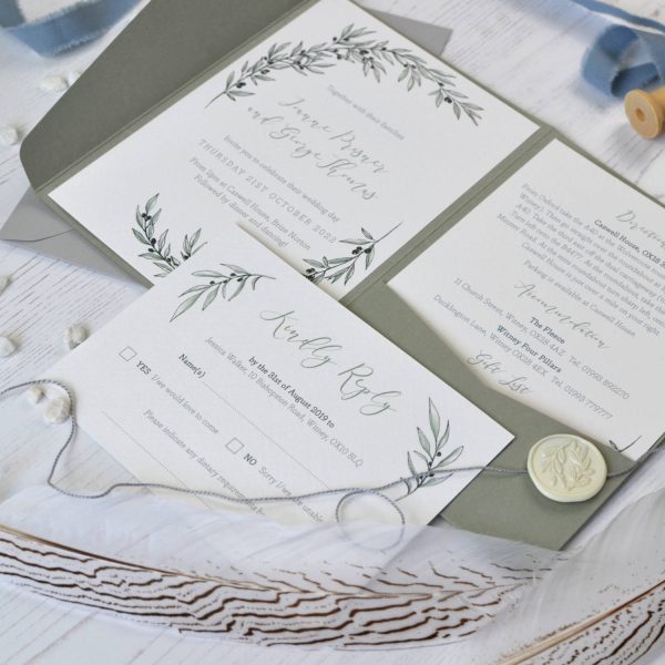 Sample - Pocketfold Olive Grove Wedding Invitation - Image 3