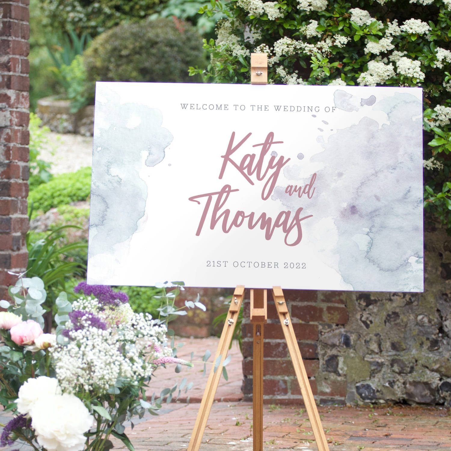 Watercolour wedding welcome sign