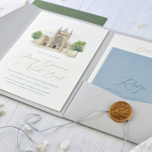 Church venue Illustration wedding invitation