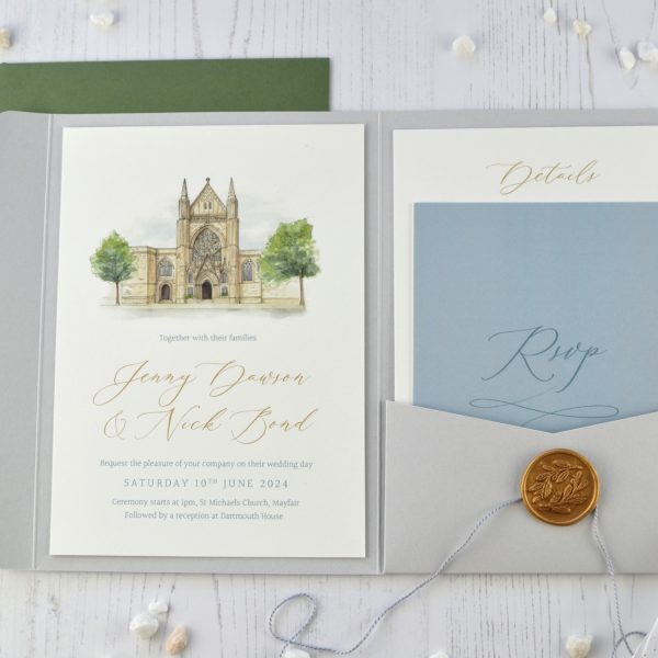 Church venue Illustration wedding invitation