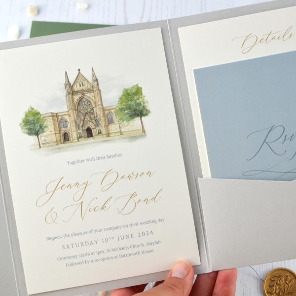 Church venue Illustration wedding invitation