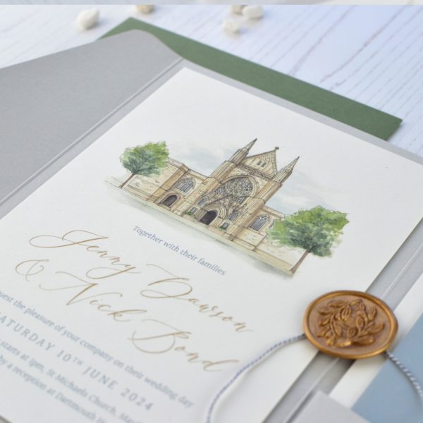 Church venue Illustration wedding invitation