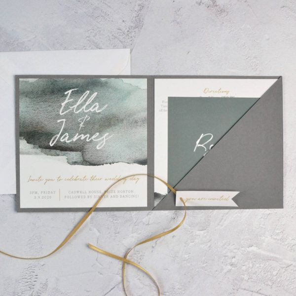 Sample - Pocketfold Watercolour Wash Wedding Invitation - Image 3
