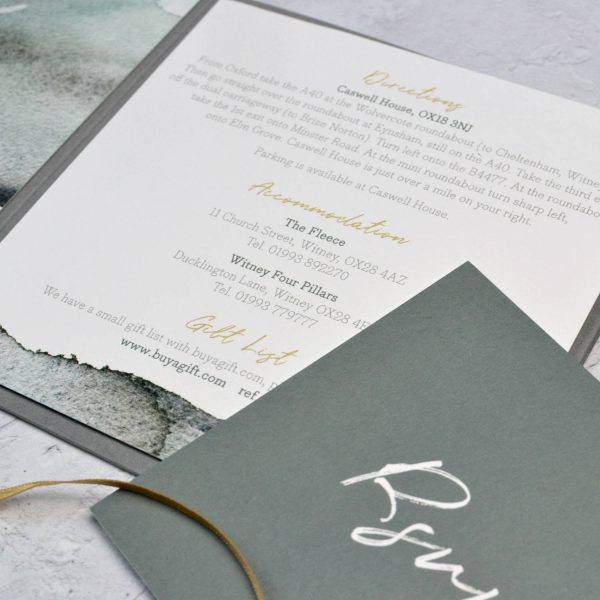 Sample - Pocketfold Watercolour Wash Wedding Invitation - Image 5