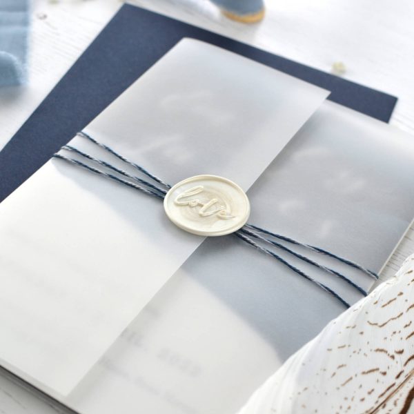 Watercolour vellum wedding invitation