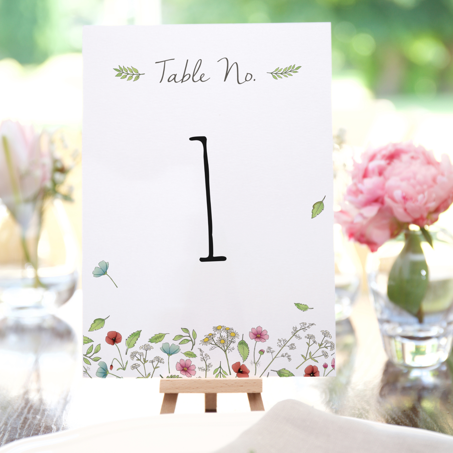 floral wedding table number