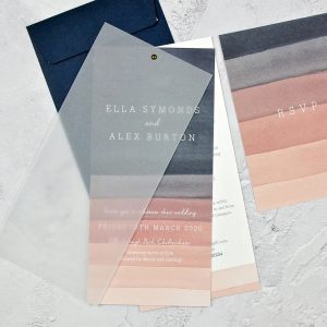 Watercolour striped wedding invitation