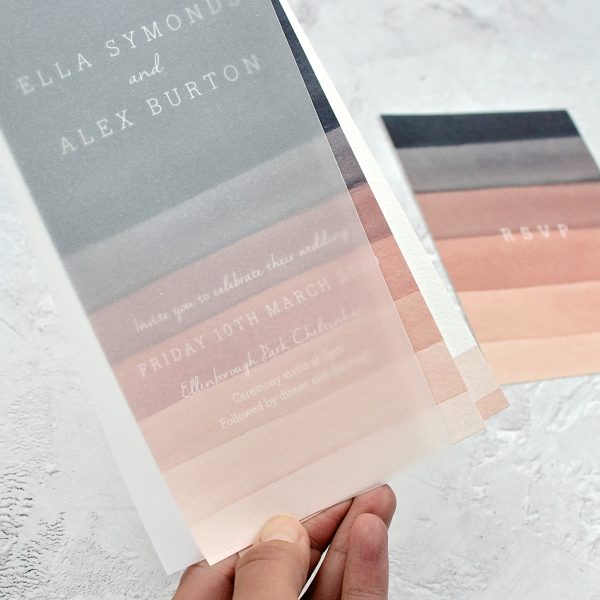 Watercolour striped wedding invitation