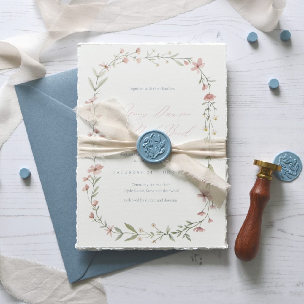 rustic floral wedding invitation