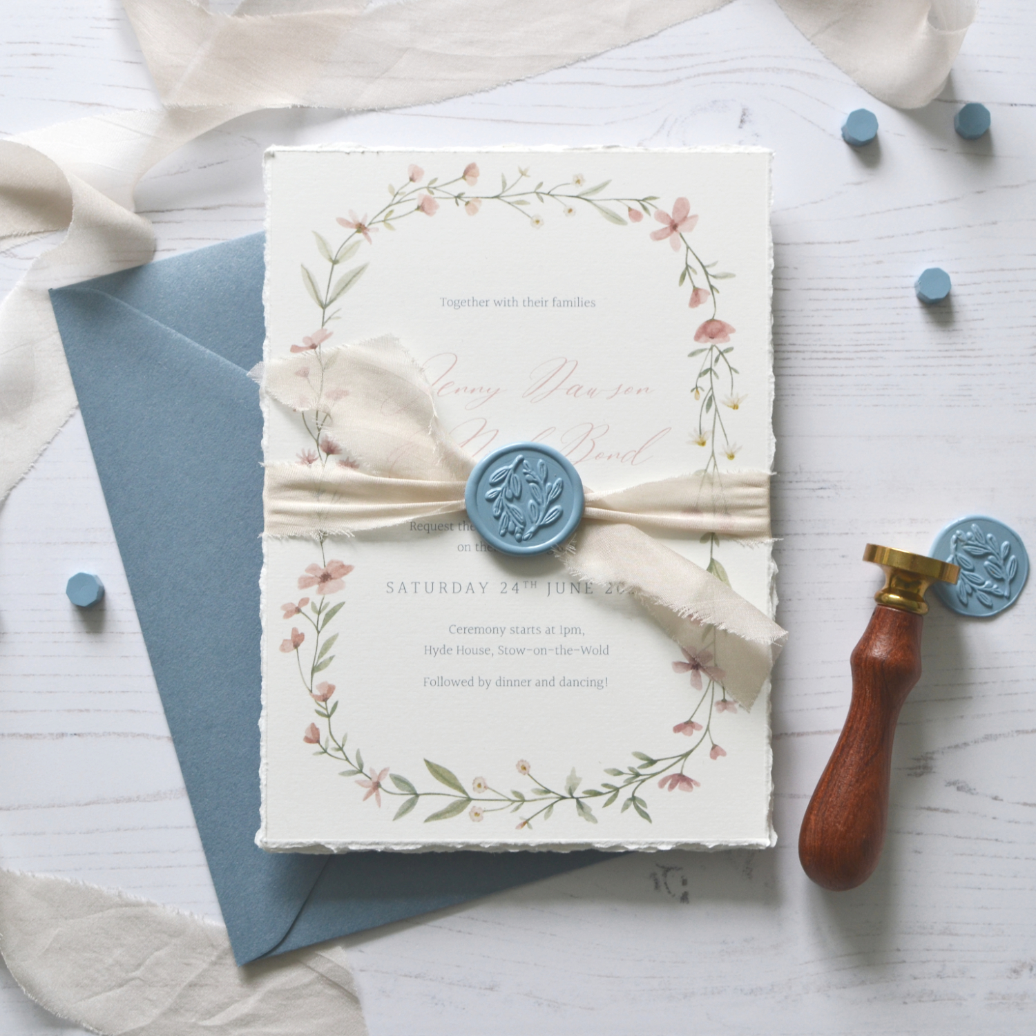 Rustic floral stationery