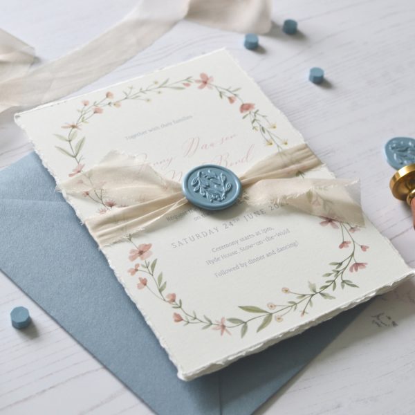 Sample - Rustic Floral Wedding Invitation - Image 2