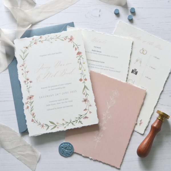 Sample - Rustic Floral Wedding Invitation - Image 3
